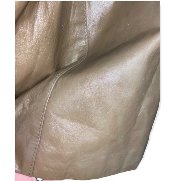 Vintage 70s Etienne Aigner Tan Belted Double Breasted Leather Trench Coat - Picture 13 of 16